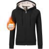 MoFiz Womens Zip up Hoodie Fleece Lined Warm Jackets Winter Thick Hoodies with Pockets(Black)