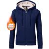 MoFiz Womens Zip up Hoodie Fleece Lined Warm Jackets Winter Thick Hoodies with Pockets(Navy Blue)