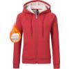 MoFiz Womens Zip up Hoodie Fleece Lined Warm Jackets Winter Thick Hoodies with Pockets(Red)