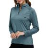 Womens 1/4 Zip Golf Shirt Long Sleeve Lightweight Golf Pullover Outdoor Athletic Tennis Polo Shirts(Asea Blue)