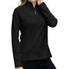 Womens 1/4 Zip Golf Shirt Long Sleeve Lightweight Golf Pullover Outdoor Athletic Tennis Polo Shirts(Black)