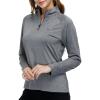 Womens 1/4 Zip Golf Shirt Long Sleeve Lightweight Golf Pullover Outdoor Athletic Tennis Polo Shirts(Gray)