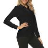 Womens Golf Tennis Polo Shirts Long Sleeve Sun Protection Quick Dry Lightweight Casual Button Sports Athletic Tops Black X-Large