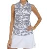 Women’s Sleeveless Tennis Shirt Golf Shirts for Women Quick Dry Pickleball Shirts UPF 50+ Sportswear T-Shirts with Zipper(Ad-camouflage Grey)