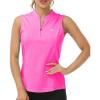 Women’s Sleeveless Tennis Shirt Golf Shirts for Women Quick Dry Pickleball Shirts UPF 50+ Sportswear T-Shirts with Zipper(Rose Red)