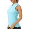 Women’s Sleeveless Tennis Shirt Golf Shirts for Women Quick Dry Pickleball Shirts UPF 50+ Sportswear T-Shirts with Zipper(Sky Blue)
