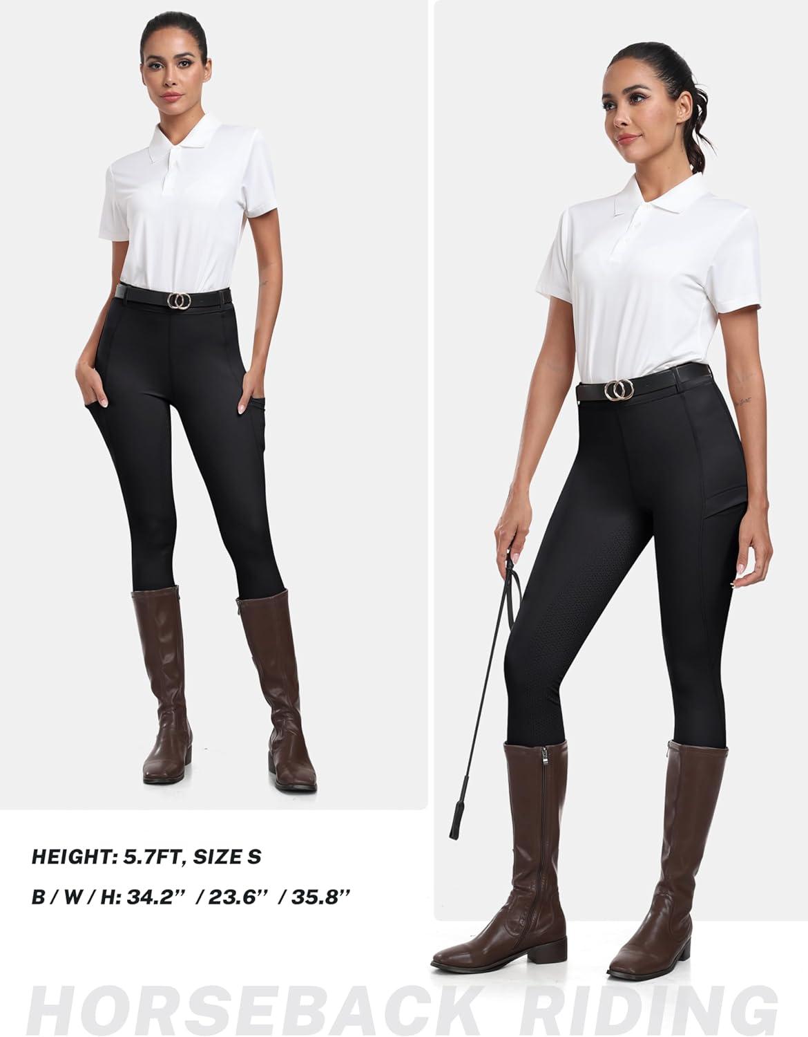 imageMoFiz Womens Silicone Full Seat Horse Riding Pants Zipper Pockets Equestrian Breeches Riding TightsDark Grey