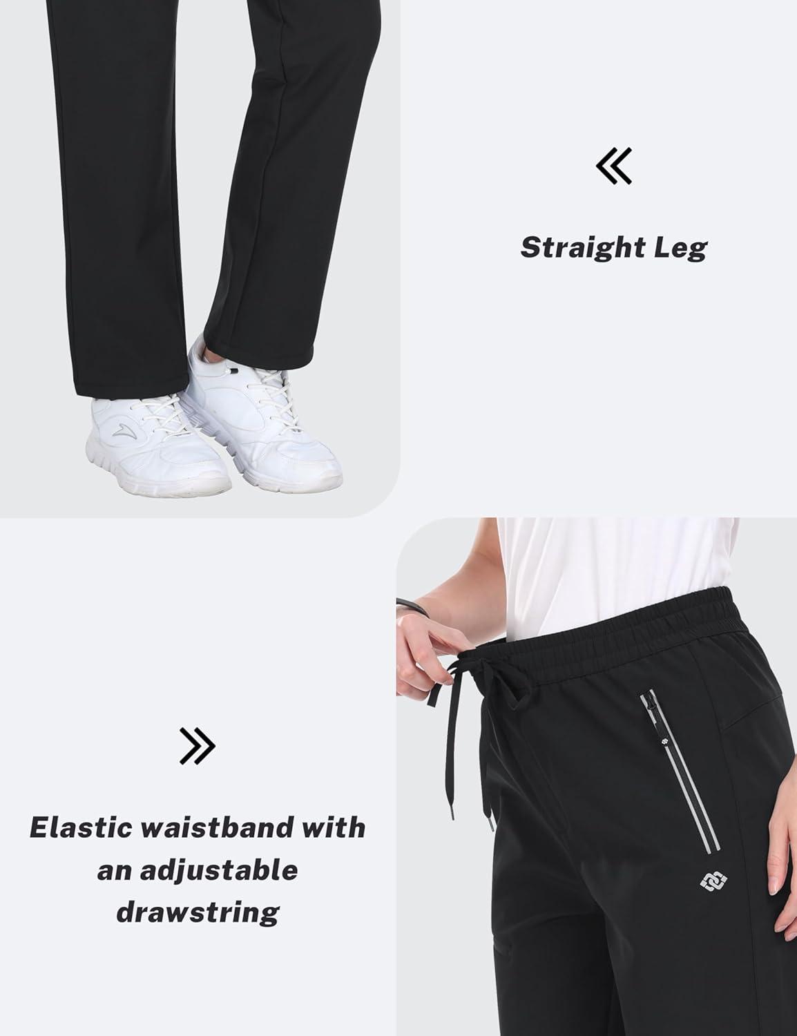 imageMoFiz Womens Waterproof Insulated Snow Pants Fleece Lined Winter Ski Hiking Pants Warm Outdoor Softshell with Elastic WaistBlack