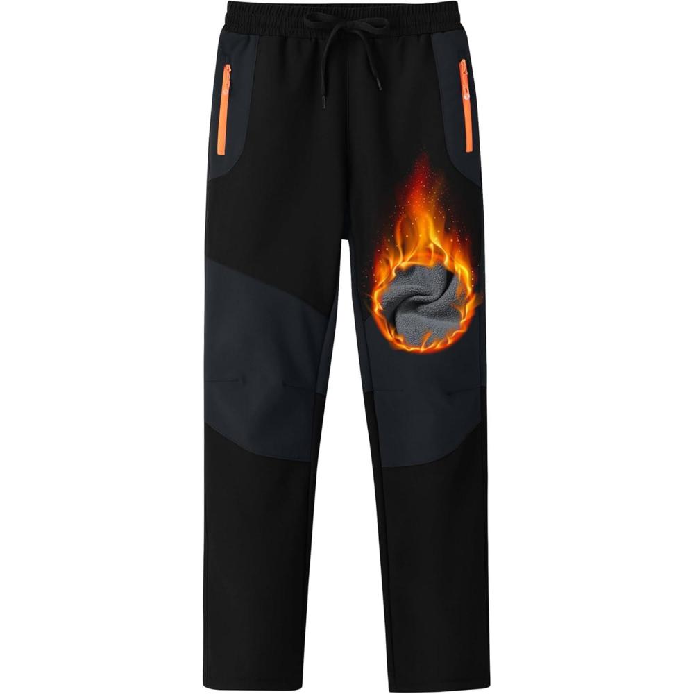 imageMoFiz Kids Waterproof Snow Ski Pants Kids Winter Warm Fleece Snowboard Pants Girls Elastic Waist Outdoor Hiking PantsBlack  Grey
