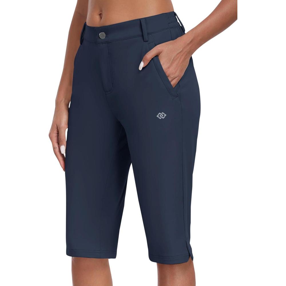 imageMoFiz Womens Long Hiking Cargo Shorts 15quot Knee Length Lightweight Quick Dry Bermuda Shorts for Women with Pockets Navy XL
