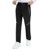 MoFiz Boys Fleece Hiking Snow Ski Pants Kids Winter Waterproof Warm Outdoor Pants with Zippered Pocket(Y01-black)