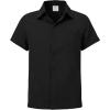 MoFiz Boys Short Sleeve Button Down Shirts Collared Beach Shirt(Black)