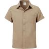 MoFiz Boys Short Sleeve Button Down Shirts Collared Beach Shirt(Khaki)
