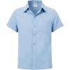 MoFiz Boys Short Sleeve Button Down Shirts Collared Beach Shirt(Light Blue)