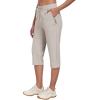 MoFiz Capri Pants for Women Lightweight Ice Cool Capris for Women Casual Summer with Zipper Pockets(D01-khaki)