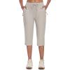 MoFiz Capri Pants for Women Lightweight Ice Cool Capris for Women Casual Summer with Zipper Pockets(D01-khaki)