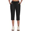 MoFiz Capri Pants for Women Lightweight Ice Cool Capris for Women Casual Summer with Zipper Pockets(D02-black)