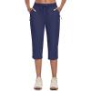 MoFiz Capri Pants for Women Lightweight Ice Cool Capris for Women Casual Summer with Zipper Pockets(D03-navy Blue)