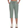 MoFiz Capri Pants for Women Lightweight Ice Cool Capris for Women Casual Summer with Zipper Pockets(D04-gray Green)