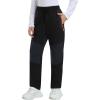 MoFiz Kids Fleece Lined Hiking Snow Ski Pants Boys Waterproof Winter Warm Outdoor Pants with Zippered Pocket(Black02)