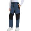 MoFiz Kids Waterproof Snow Ski Pants Kids Winter Warm Fleece Snowboard Pants Girls Elastic Waist Outdoor Hiking Pants(Dusty Blue + Black)