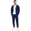 MoFiz Mens 2 Piece Tracksuit Casual Sweatsuits Full Zip Track Suits Jogging Athletic Hooded Gym Sport Running Suit Sets Zipper Pockets Navy L