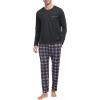 MoFiz Men’s Christmas Pajamas Set Long Sleeve Sleepwear Plaid Pants with Pockets Comfortable Lightweight Pj’s Sleep SetsXXX-Large