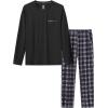 MoFiz Men’s Christmas Pajamas Set Long Sleeve Sleepwear Plaid Pants with Pockets Comfortable Lightweight Pj’s Sleep SetsXXX-Large