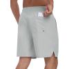 MoFiz Mens Swim Trunks 7 Inch Swim Shorts with Compression Liner Swimming Suits Board Shorts Surf Short Bathing Suit(Light Grey)