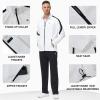 MoFiz Men’s Tracksuits Set Long Sleeve Causal Full Zip Running Sports Sweatsuit For Men 2 Piece Outfits(Aa-white&black)