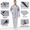 MoFiz Men’s Tracksuits Set Long Sleeve Causal Full Zip Running Sports Sweatsuit For Men 2 Piece Outfits(Ac-gray&black)