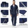 MoFiz Men’s Tracksuits Set Long Sleeve Causal Full Zip Running Sports Sweatsuit For Men 2 Piece Outfits(Ad-navy&gray)