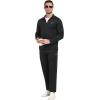 MoFiz Men’s Tracksuits Set Long Sleeve Causal Full Zip Running Sports Sweatsuit For Men 2 Piece Outfits(Black Set)