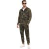 MoFiz Men’s Tracksuits Set Long Sleeve Causal Full Zip Running Sports Sweatsuit For Men 2 Piece Outfits(D-camo-green-set)