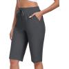 MoFiz Womens 13″ Knee Length Hiking Shorts Quick Dry Water Resistant Athletic Travel Golf Bermuda Shorts with 3 Pockets(A04-dark Gray)