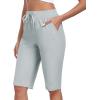 MoFiz Womens 13″ Knee Length Hiking Shorts Quick Dry Water Resistant Athletic Travel Golf Bermuda Shorts with 3 Pockets(A06-light Gray)