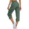 MoFiz Women’s Cargo Capris Pants Loose Fit Casual Hiking Pants Lightweight Quick Dry Travel Summer Pants for Women(Army Green)