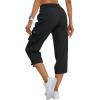 MoFiz Women’s Cargo Capris Pants Loose Fit Casual Hiking Pants Lightweight Quick Dry Travel Summer Pants for Women(Black)