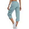 MoFiz Women’s Cargo Capris Pants Loose Fit Casual Hiking Pants Lightweight Quick Dry Travel Summer Pants for Women(Grey Blue)