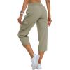MoFiz Women’s Cargo Capris Pants Loose Fit Casual Hiking Pants Lightweight Quick Dry Travel Summer Pants for Women(Grey Khaki)
