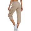 MoFiz Women’s Cargo Capris Pants Loose Fit Casual Hiking Pants Lightweight Quick Dry Travel Summer Pants for Women(Khaki)