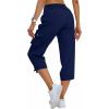 MoFiz Women’s Cargo Capris Pants Loose Fit Casual Hiking Pants Lightweight Quick Dry Travel Summer Pants for Women(Navy)