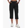MoFiz Women’s Cargo Capris Pants with 6 Pockets Lightweight Cotton Hiking Casual Travel Summer Capri Pants for Women(Black)