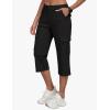 MoFiz Women’s Cargo Capris Pants with 6 Pockets Lightweight Cotton Hiking Casual Travel Summer Capri Pants for Women(Black)