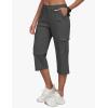 MoFiz Women’s Cargo Capris Pants with 6 Pockets Lightweight Cotton Hiking Casual Travel Summer Capri Pants for Women(Dark Grey)