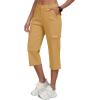 MoFiz Women’s Cargo Capris Pants with 6 Pockets Lightweight Cotton Hiking Casual Travel Summer Capri Pants for Women(Golden)