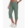 MoFiz Women’s Cargo Capris Pants with 6 Pockets Lightweight Cotton Hiking Casual Travel Summer Capri Pants for Women(Grey Green)