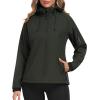 MoFiz Women’s Fleece Lined Softshell Jacket Hooded Windproof Lightweight Insulated Jacket Full Zip Warm Coat(Army Green)