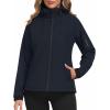 MoFiz Women’s Fleece Lined Softshell Jacket Hooded Windproof Lightweight Insulated Jacket Full Zip Warm Coat(Navy)