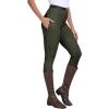 MoFiz Women’s Horse Riding Pants Full Seat Silicon Knee-Patch Equestrian Breeches Horseback Schooling Tights Zipper Pockets(Army Green)